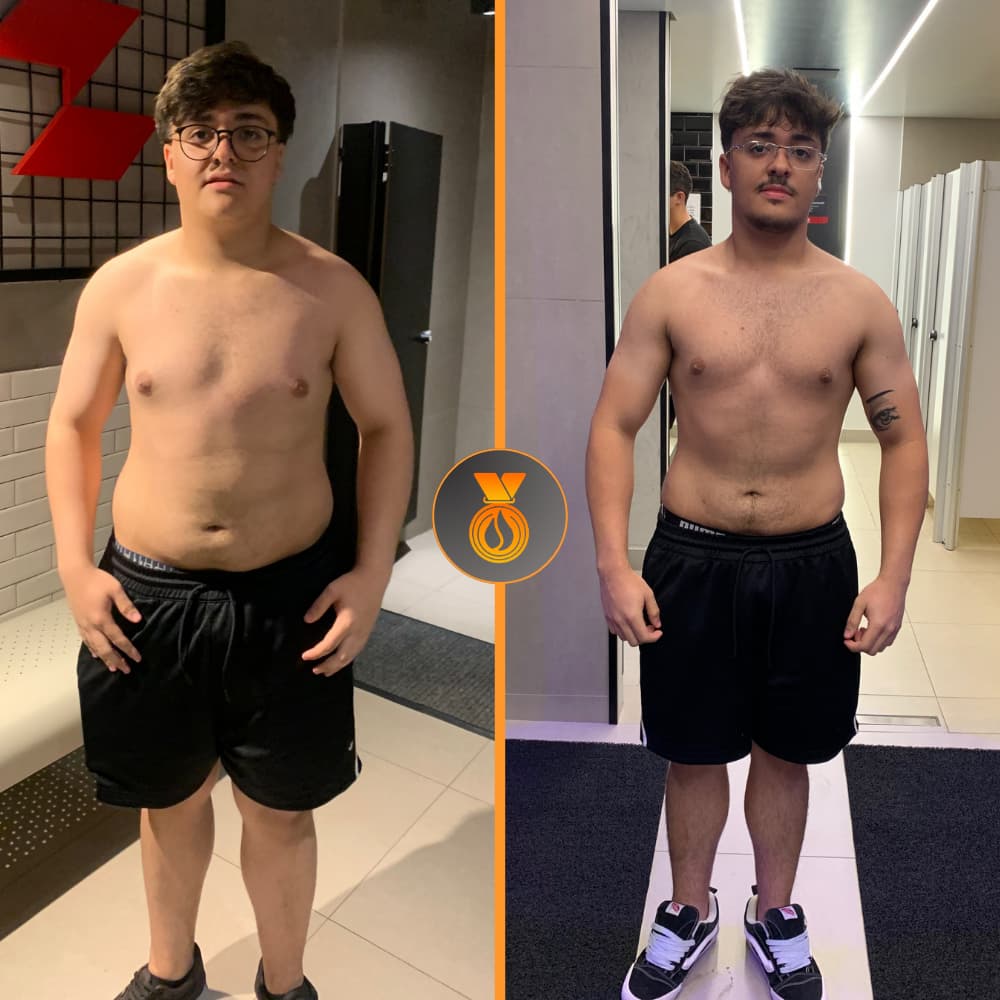 Aluno do desafio antes e depois